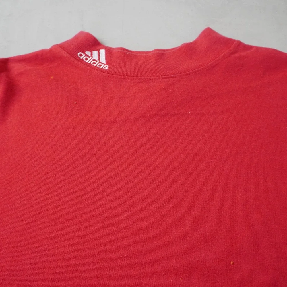 Vintage Adidas Mock Neck Long Sleeve T-Shirt XL Mens Red Embroidered Logo 90s